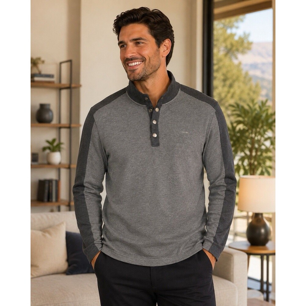 Calvin Klein Man’s 1/4 Button Snap Golf Pullover Sweater Size XL